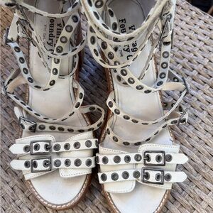 Vintage Foundry NYC White Strappy Sandals